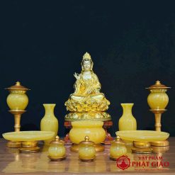 Lọ Hoa Bằng Đá Ngọc Hoàng Long Màu Vàng, Nhiều Kích Cỡ 5 lo hoa bang da ngoc hoang long mau vang nhieu co vat pham phat giao la boi 4