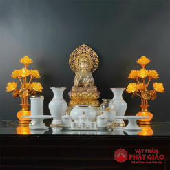 Bộ Đồ Thờ Sứ Trắng Viền Vàng, Nhiều Kích Thước 11 1 17