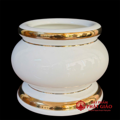 Bộ Đồ Thờ Sứ Trắng Viền Vàng, Nhiều Kích Thước 5 bat huong su trang duc hoa vien vang nhieu co vat pham phat giao la boi 2 1