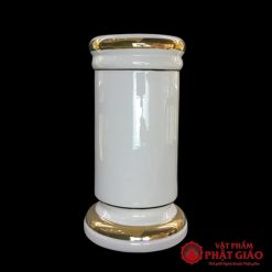 Bộ Đồ Thờ Sứ Trắng Viền Vàng, Nhiều Kích Thước 6 ong huong su trang vien vang cao 20cm 25cm vat pham phat giao la boi 2 1