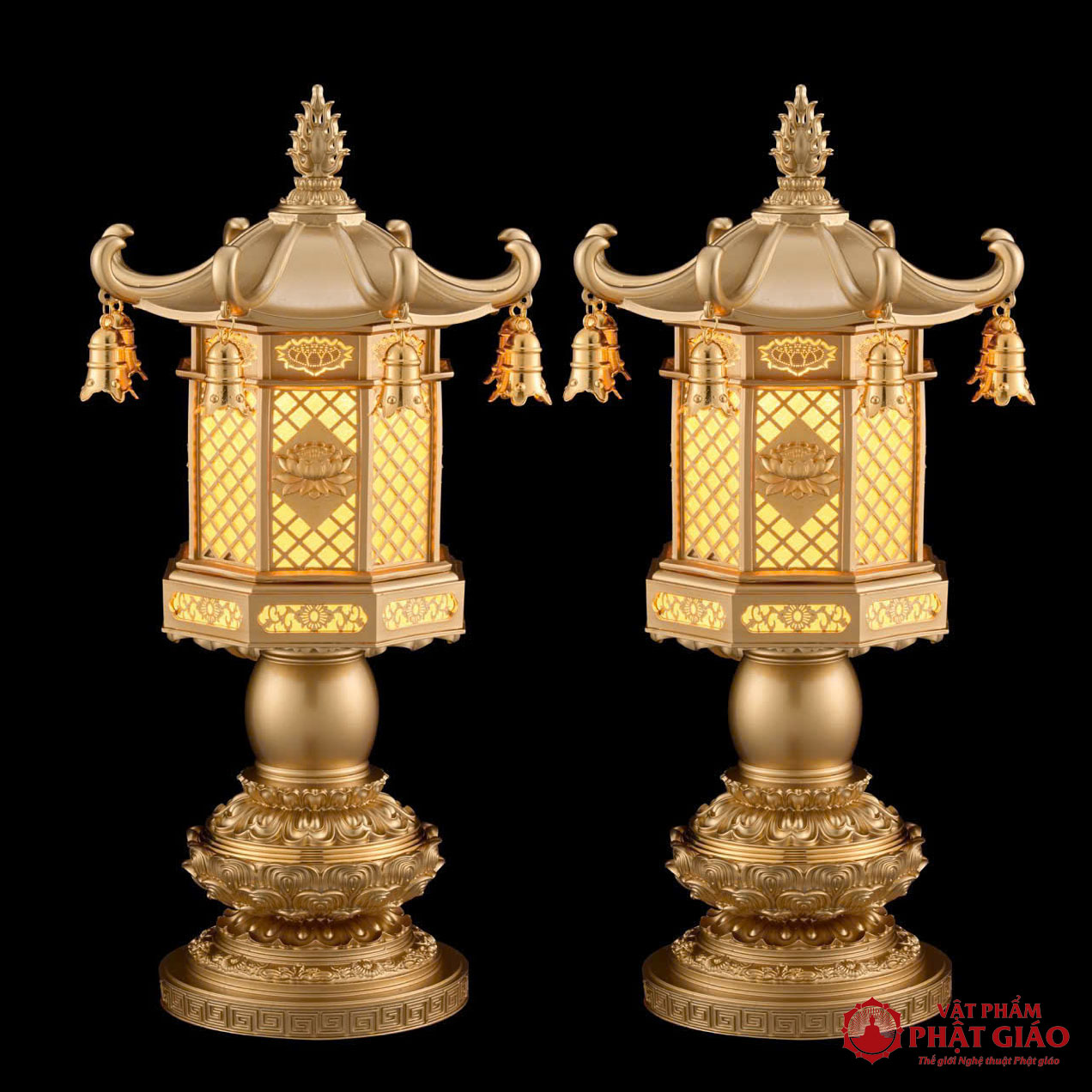 Đèn Thờ Nắp Ô Mái Chùa Thân Đồng, Cao 60cm 10 1