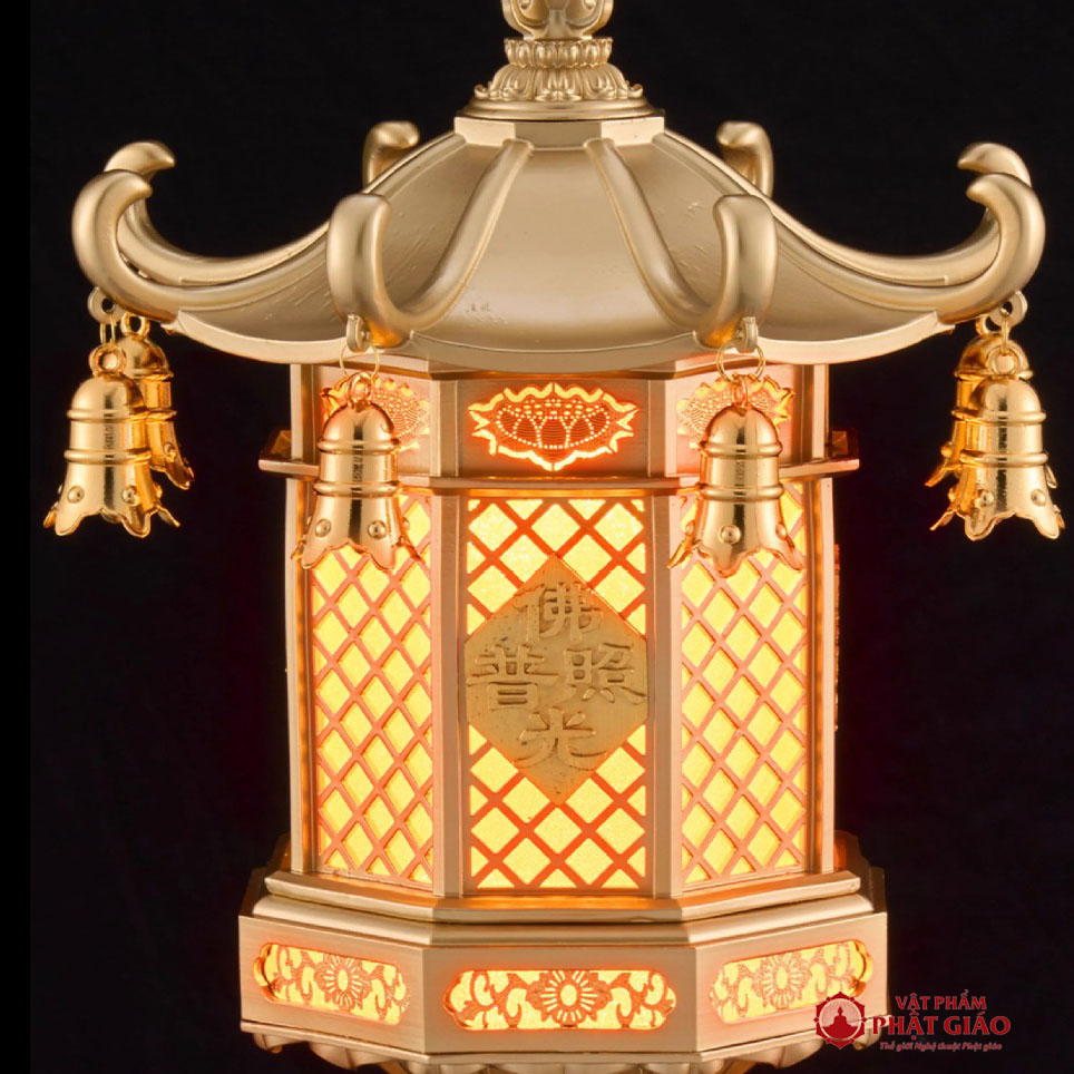 Đèn Thờ Nắp Ô Mái Chùa Thân Đồng, Cao 60cm 11 3