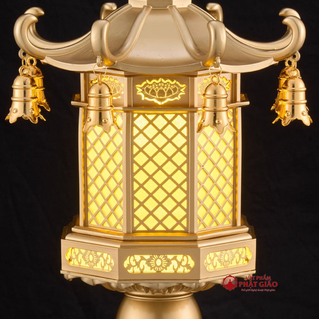 Đèn Thờ Nắp Ô Mái Chùa Thân Đồng, Cao 46cm 10 4 3
