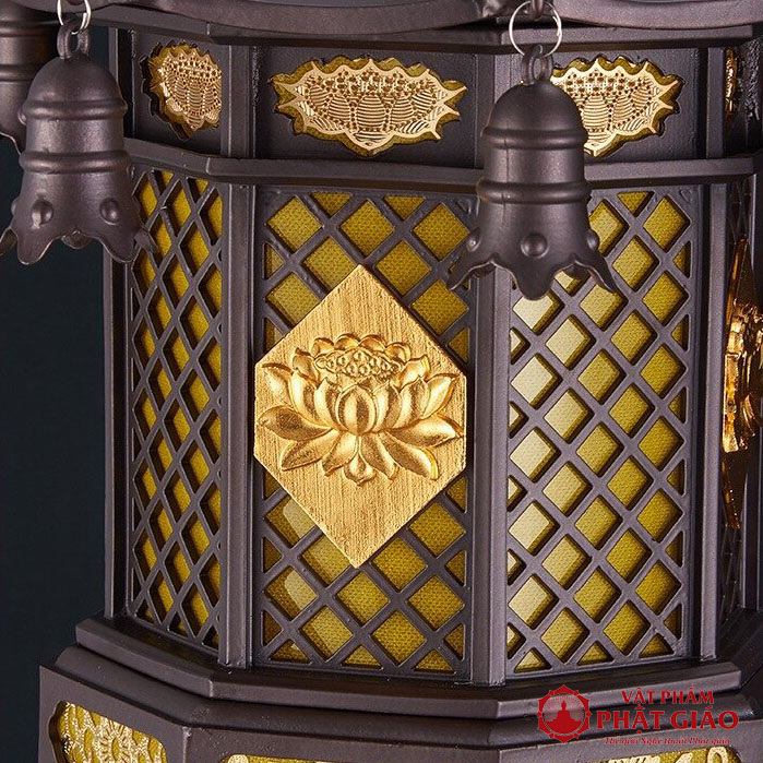 Đôi Đèn Thờ Tám Cát Tường Máu Chùa Thân Đồng, Cao 60cm 9 5 5