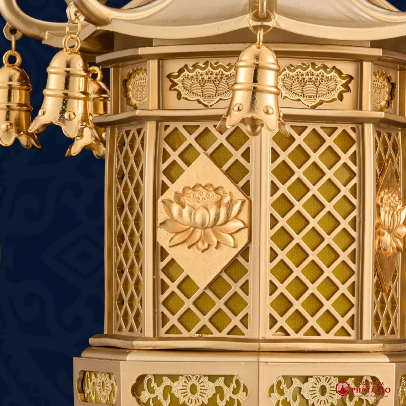 Đèn Thờ Nắp Ô Mái Chùa Thân Đồng, Cao 60cm 13 5