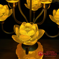 Đôi Đèn Thờ Hoa Sen Thủy Tinh Lưu Ly 7 Bông, Cao 48cm 5 6 1