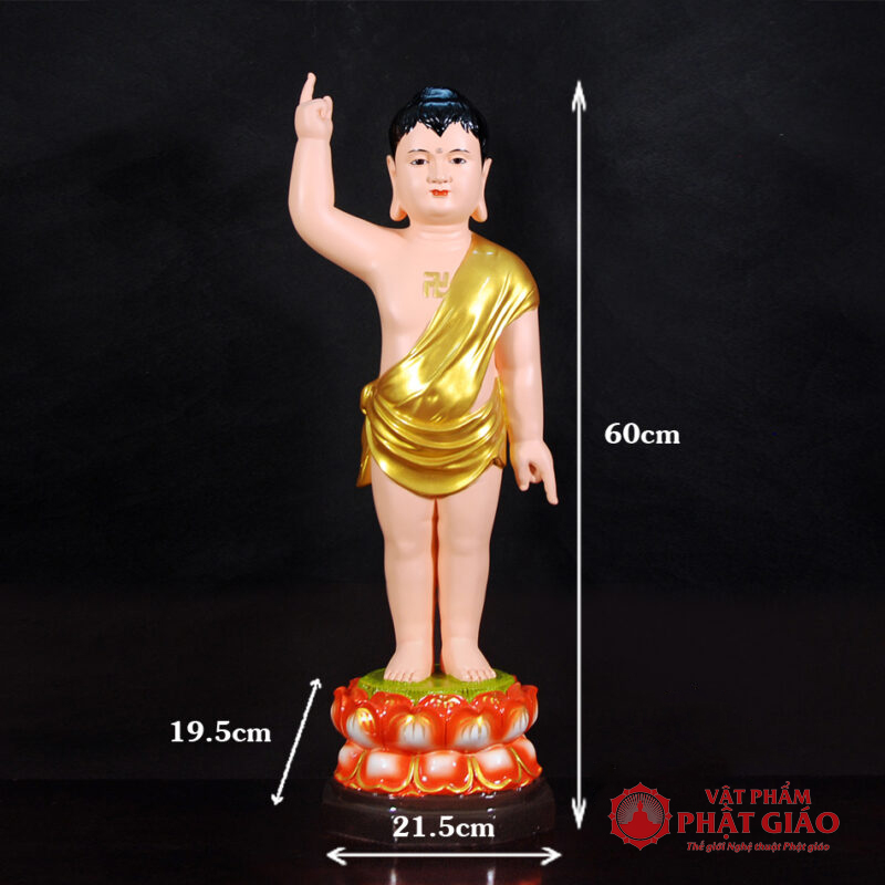 Tượng Phật Đản Sanh, Bằng Composite Sơn Vàng, Cao 60cm 9 06 5 800x800 1