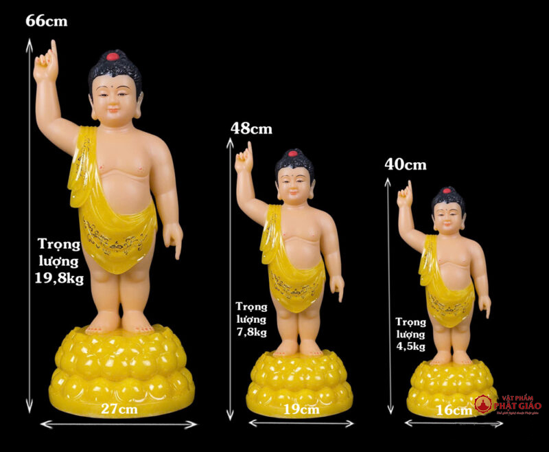 Tượng Phật Đản Sanh, Bột Đá Thạch Anh Vẽ Hoa, Cao 40cm, 48cm, 66cm 8 Dan Sanh vang moi web 800x658 1