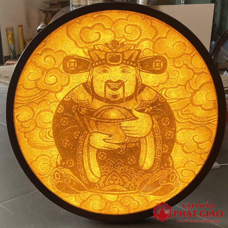 Tranh Thần Tài Trúc Chỉ Thủ Công Cao Cấp, Đường Kính 61cm 4 Than tai D61