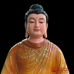Tượng Phật Thích Ca Bằng Composite Vẽ Gấm, Màu Y Nâu Vàng, Đế Sen 3 Tầng, Cao 50cm 2 tuong phat thich ca bang composite ve gam y cam vang cao 50cm vat pham phat giao la boi 5