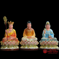 Tượng Phật Thích Ca Bằng Composite Vẽ Gấm, Màu Y Nâu Vàng, Đế Sen 3 Tầng, Cao 50cm 1 tuong phat thich ca bang composite ve gam y cam vang cao 50cm vat pham phat giao la boi 6