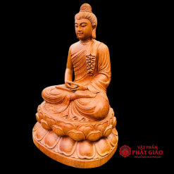 tuong phat thich ca bang go huong nguyen khoi ngoi kiet gia cao 42cm vat pham phat giao la boi 6