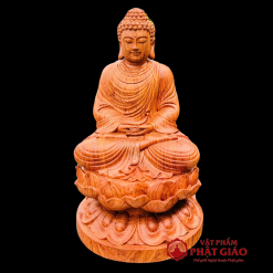 tuong phat thich ca mau ni ngoi bang go huong nguyen khoi cao 42cm vat pham phat giao la boi 2