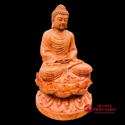 tuong phat thich ca mau ni ngoi bang go huong nguyen khoi cao 42cm vat pham phat giao la boi 5