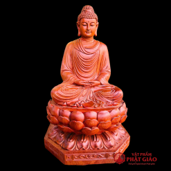 tuong phat thich ca ngoi tinh tam de luc giac bang go huong nguyen khoi cao 42cm vat pham phat giao la boi 2