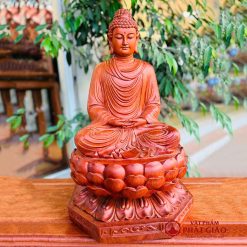 tuong phat thich ca ngoi tinh tam de luc giac bang go huong nguyen khoi cao 42cm vat pham phat giao la boi 3