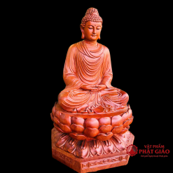 tuong phat thich ca ngoi tinh tam de luc giac bang go huong nguyen khoi cao 42cm vat pham phat giao la boi 5