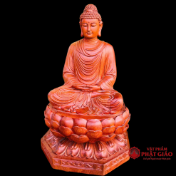 tuong phat thich ca ngoi tinh tam de luc giac bang go huong nguyen khoi cao 42cm vat pham phat giao la boi 6