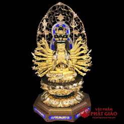 Tượng Quan Âm Thiên Thủ Thiên Nhãn Ngồi, Đồng Đài Loan Mạ Vàng, Kích Thước 61x45x42cm (Tổng Cao 78cm) 3 tuong quan am thien thu thien nhan ngoi dong dai loan ma vang cao cap vat pham phat giao la boi 2