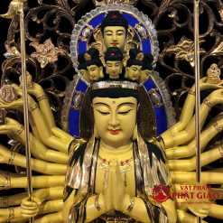 Tượng Quan Âm Thiên Thủ Thiên Nhãn Ngồi, Đồng Đài Loan Mạ Vàng, Kích Thước 61x45x42cm (Tổng Cao 78cm) 2 tuong quan am thien thu thien nhan ngoi dong dai loan ma vang cao cap vat pham phat giao la boi 3