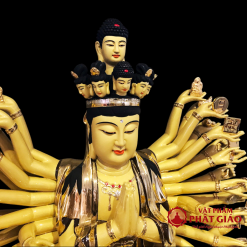 Tượng Quan Âm Thiên Thủ Thiên Nhãn Ngồi, Đồng Đài Loan Mạ Vàng, Kích Thước 61x45x42cm (Tổng Cao 78cm) 1 tuong quan am thien thu thien nhan ngoi dong dai loan ma vang cao cap vat pham phat giao la boi 4