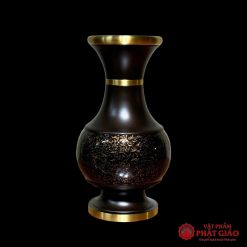 Lọ Hoa Bằng Đồng Đen Họa Tiết Vân Đá Cao Cấp 2 0