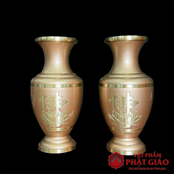Lọ Hoa Bằng Đồng Sơn Vàng Chữ Phật Hoa Sen Cao Cấp 2 0