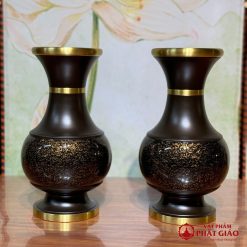 Lọ Hoa Bằng Đồng Đen Họa Tiết Vân Đá Cao Cấp 3 1 1