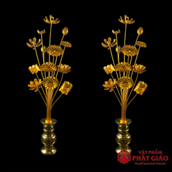 Đôi Lọ hoa Sen Nhôm 13 Bông Vàng Cao Cấp 1 1 4