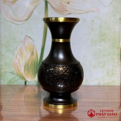 Lọ Hoa Bằng Đồng Đen Họa Tiết Vân Đá Cao Cấp 4 2 1