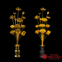 Đôi Lọ hoa Sen Nhôm 13 Bông Vàng Cao Cấp 2 2 3