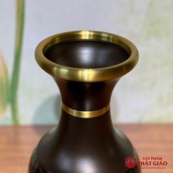 Lọ Hoa Bằng Đồng Đen Họa Tiết Vân Đá Cao Cấp 5 3 1