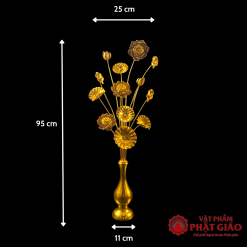 Đôi Lọ hoa Sen Nhôm 13 Bông Vàng Cao Cấp 3 3 3