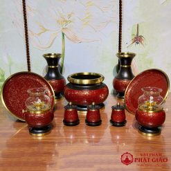 Lọ Hoa Bằng Đồng Đỏ Họa Tiết Vân Đá Cao Cấp 6 4