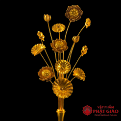 Đôi Lọ hoa Sen Nhôm 13 Bông Vàng Cao Cấp 6 6 2