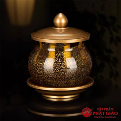 Cốc Nước Thờ Lưu Ly Màu Vàng Hổ Phách Cao Cấp, Cao 10cm 4 6
