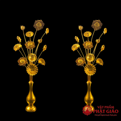 Đôi Lọ hoa Sen Nhôm 13 Bông Vàng Cao Cấp 8 8