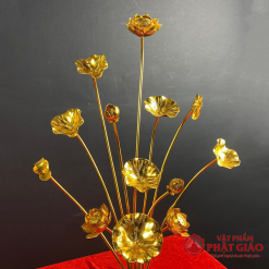 Đôi Lọ hoa Sen Nhôm 13 Bông Vàng Cao Cấp 9 9