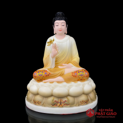 Tượng Bổn Sư Thích Ca Liên Hoa Bột Đá Vẽ Gấm, Cao 40cm, 48cm 3 tuong bon su thich ca lien hoa bot da ve gam cao 40cm 48cm vat pham phat giao la boi 2