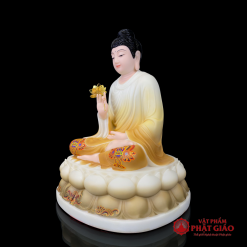 Tượng Bổn Sư Thích Ca Liên Hoa Bột Đá Vẽ Gấm, Cao 40cm, 48cm 2 tuong bon su thich ca lien hoa bot da ve gam cao 40cm 48cm vat pham phat giao la boi 3