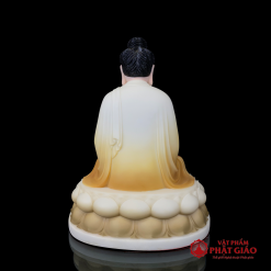 Tượng Bổn Sư Thích Ca Liên Hoa Bột Đá Vẽ Gấm, Cao 40cm, 48cm 1 tuong bon su thich ca lien hoa bot da ve gam cao 40cm 48cm vat pham phat giao la boi 4