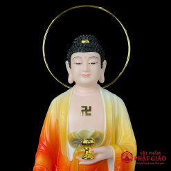 tuong phat a di da dung bang bot da son cao cap co hao quang cao 48cm 65cm vat pham phat giao la boi 4