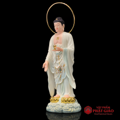 tuong phat a di da dung de may vien hoa co hao quang bang bot da son cao cap cao 48cm 65cm 90cm vat pham phat giao la boi 3