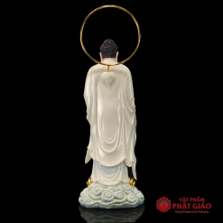 tuong phat a di da dung de may vien hoa co hao quang bang bot da son cao cap cao 48cm 65cm 90cm vat pham phat giao la boi 4