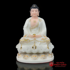 tuong phat a di da ngoi de sen to bang bot da trang vien vang cao 30cm 40cm 48cm vat pham phat giao la boi 2