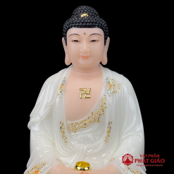 tuong phat a di da ngoi de sen to bang bot da trang vien vang cao 30cm 40cm 48cm vat pham phat giao la boi 3