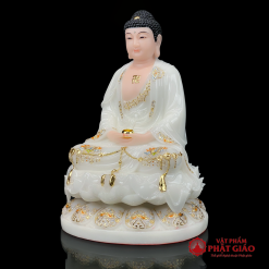 tuong phat a di da ngoi de sen to bang bot da trang vien vang cao 30cm 40cm 48cm vat pham phat giao la boi 5