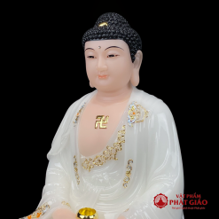 tuong phat a di da ngoi de sen to bang bot da trang vien vang cao 30cm 40cm 48cm vat pham phat giao la boi 6