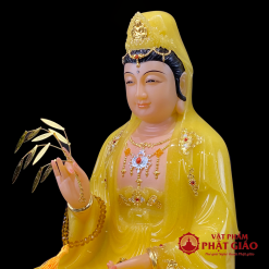 Tượng Phật Bà Quan Âm Tọa Đài Sen To Bằng Bột Đá Thạch Anh Viền Vàng Cao Cấp, Cao 30cm, 40cm, 48cm, 65cm 4 tuong phat ba quan am toa dai sen to bang bot da thach anh vien vang cao cap cao 30cm 40cm 48cm 65cm vat pham phat giao la boi 5