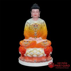 Tượng Phật Thích Ca Thủ Ấn Thiền Định, Chất Liệu Bột Đá Sơn Gấm Cam Vàng, Cao 30cm, 40cm, 48cm, 65cm 6 tuong phat thich ca thu an thien dinh chat lieu bot da som gam cam vang vat pham phat giao la boi 2